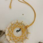 Parure Nomade curry et écru avec plumes de dindon