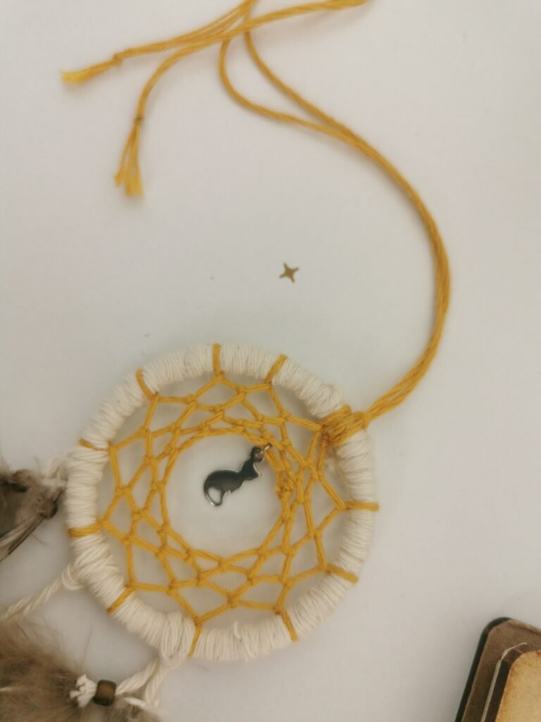 Parure Nomade curry et écru avec plumes de dindon