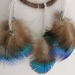 Attrape-rêves plumes de paon et canard irisé Entre-Mondes Parure Nomade